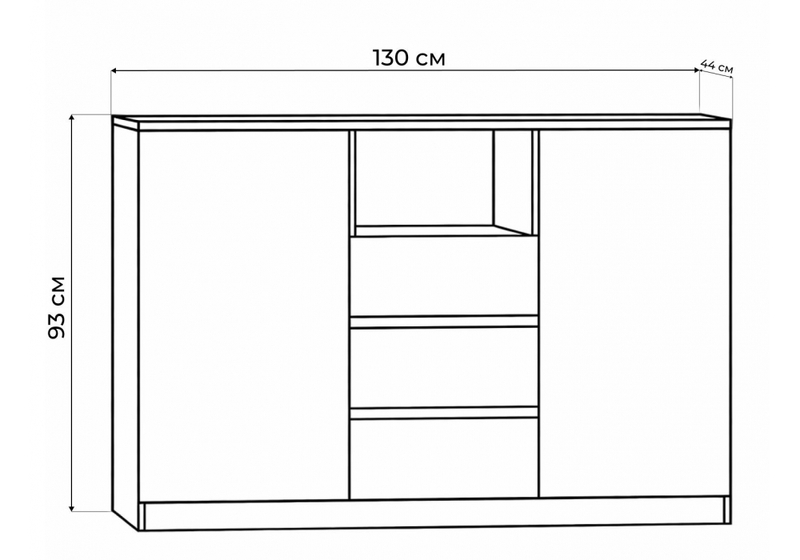 Комод, Маллоу-2 дуб вотан / графит софт