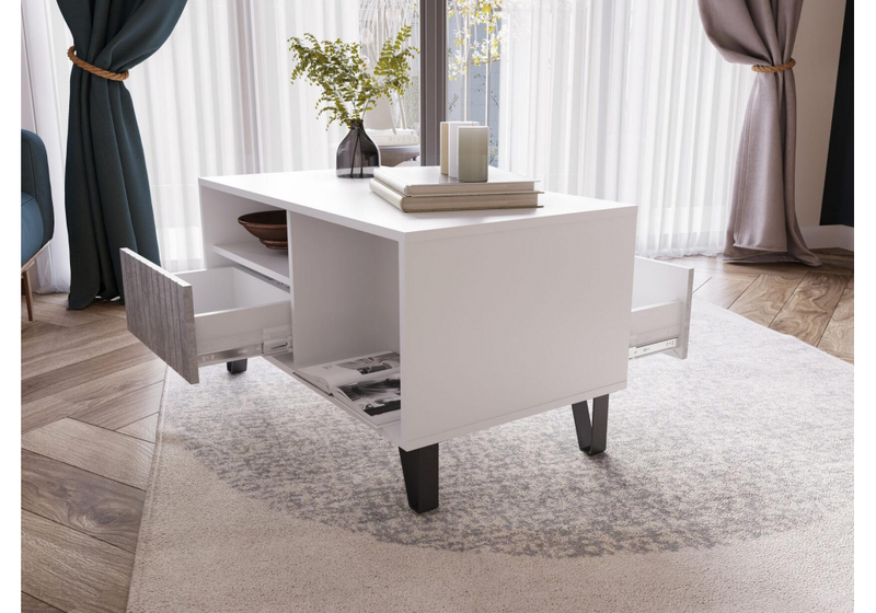 Журнальный стол, Эннис белый / бетон светлый