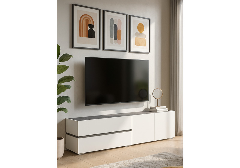 ТВ-тумба, Атлон белый / бетон темный