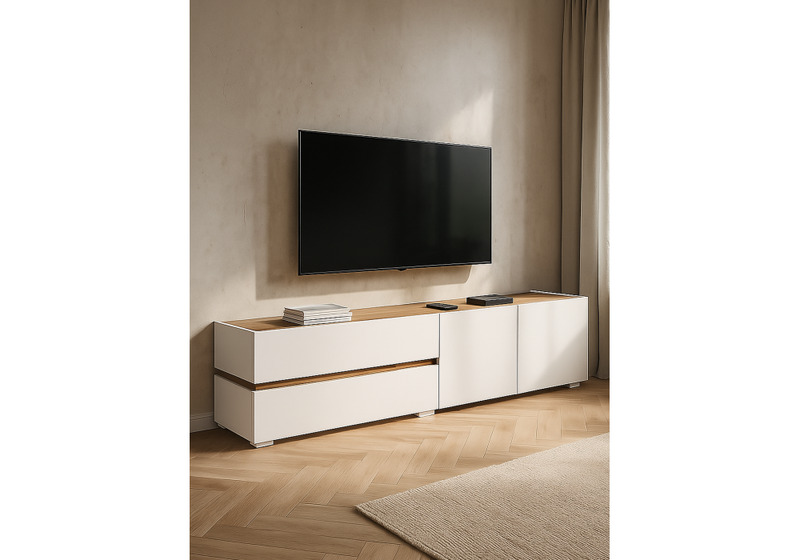 ТВ-тумба, Атлон белый / дуб вотан