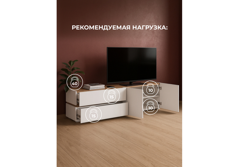 ТВ-тумба, Атлон белый / дуб вотан