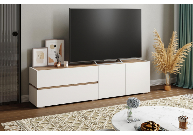 ТВ-тумба, Атлон белый / дуб вотан