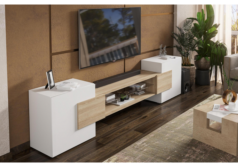 ТВ-тумба, Лисмор белый / сонома