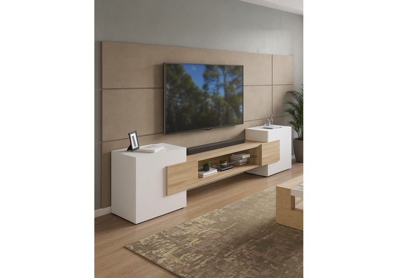 ТВ-тумба, Лисмор белый / сонома