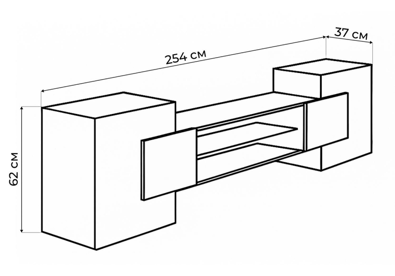 ТВ-тумба, Лисмор белый / черный глянец
