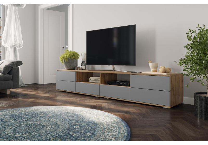 ТВ-тумба, Маллоу дуб вотан / графит софт