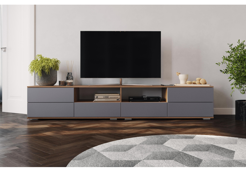 ТВ-тумба, Маллоу дуб вотан / графит софт