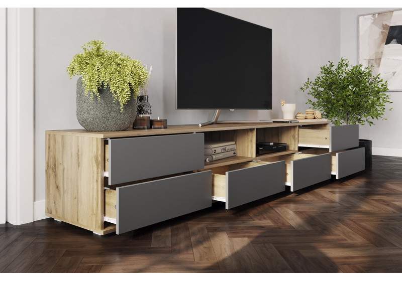 ТВ-тумба, Маллоу дуб вотан / графит софт