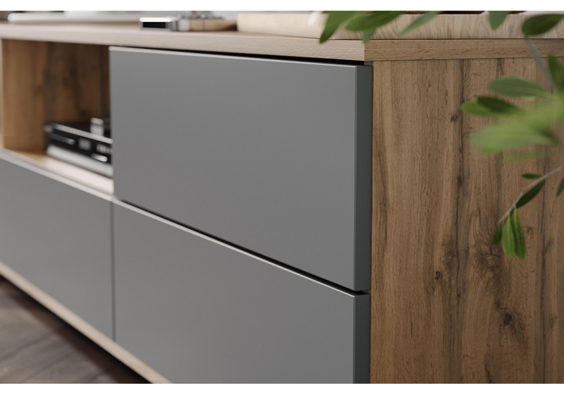 ТВ-тумба, Маллоу дуб вотан / графит софт