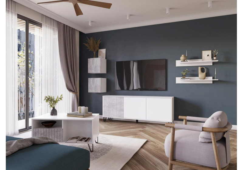 Шкаф, Эннис белый / бетон светлый