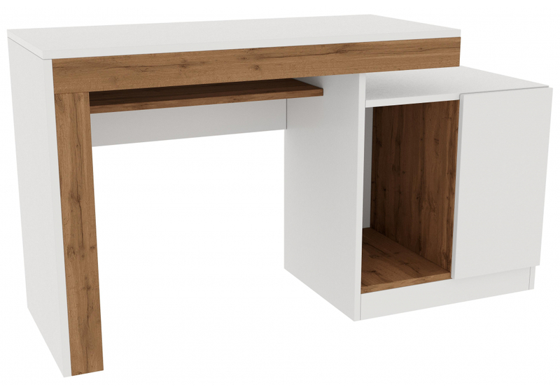 Компьютерный стол, Модена белый / дуб вотан