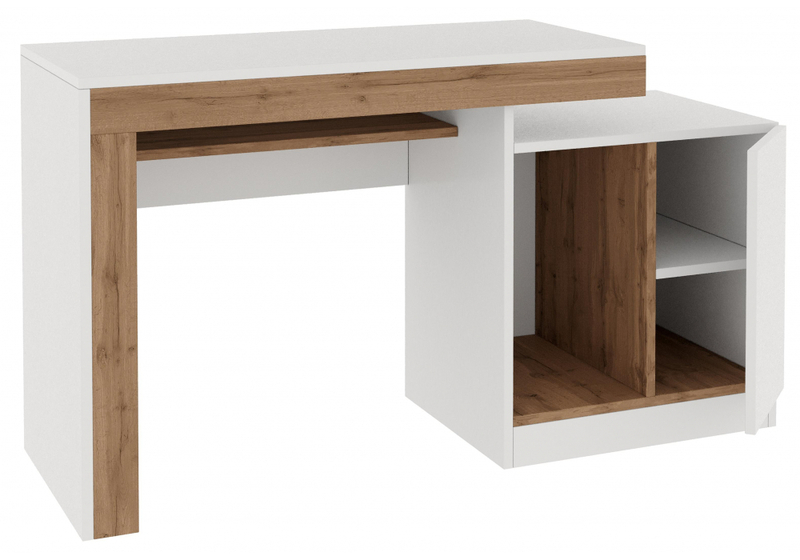 Компьютерный стол, Модена белый / дуб вотан