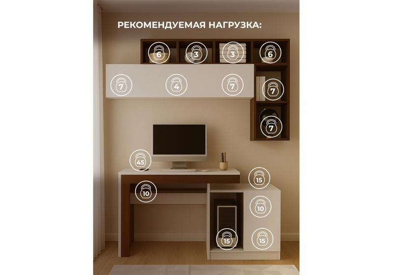 Корпусная мебель, Модена комплектация 3 белый / венге