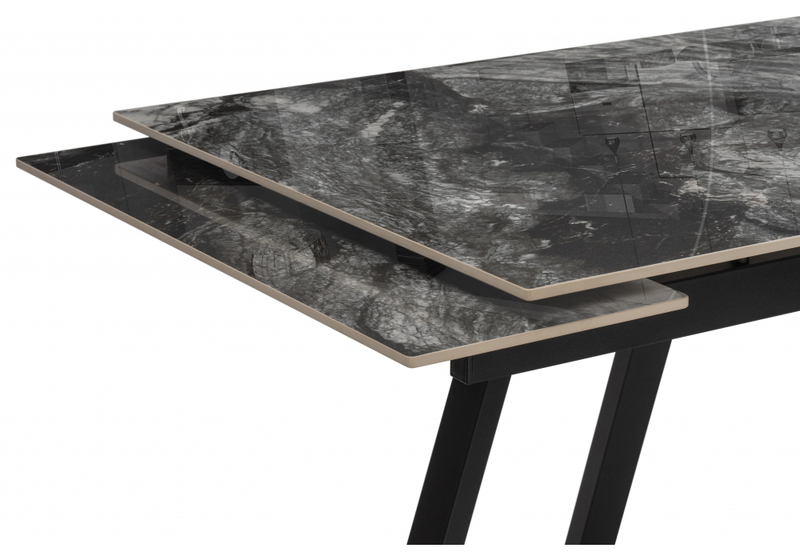 Керамический стол, Силлем 120(180)х80 риальто серый темный / черный