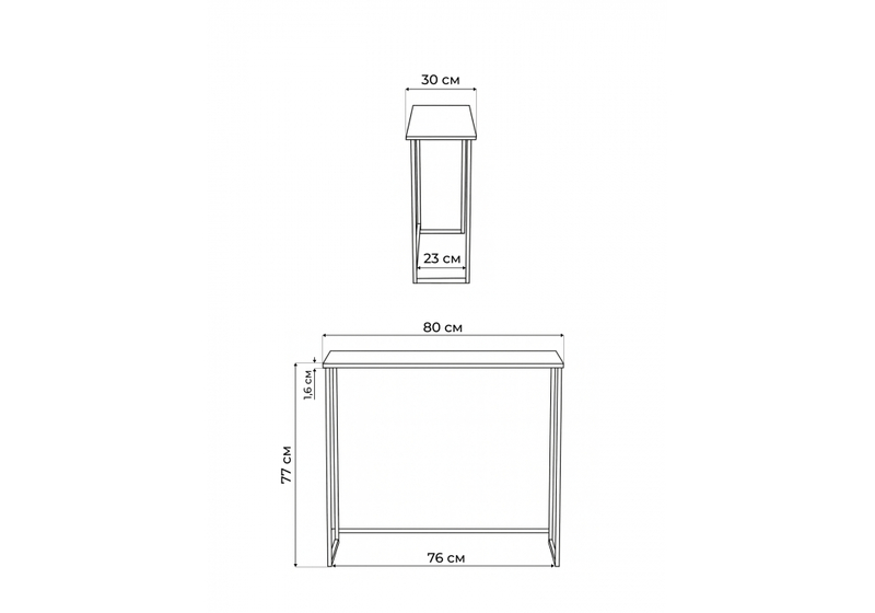 Стол деревянный, Феот 80х30х77 дуб велингтон
