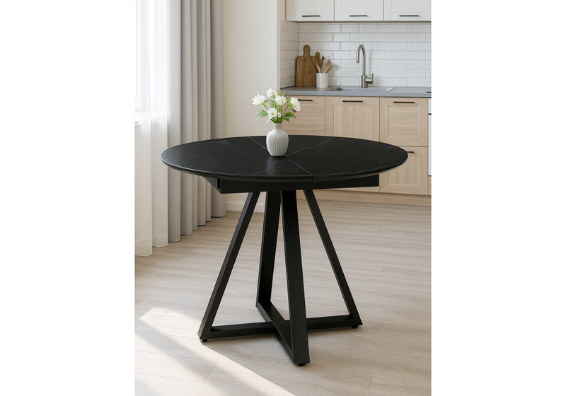 Керамический стол, Нельсон 100(140)х100х76 shakespeare black / черный