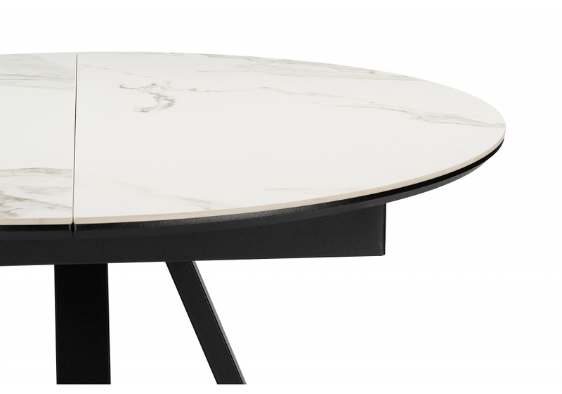 Керамический стол, Нельсон 100(140)х100х76 alpine white / черный