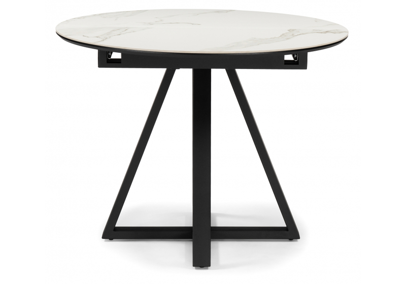 Керамический стол, Нельсон 100(140)х100х76 alpine white / черный