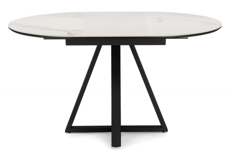 Керамический стол, Нельсон 100(140)х100х76 alpine white / черный