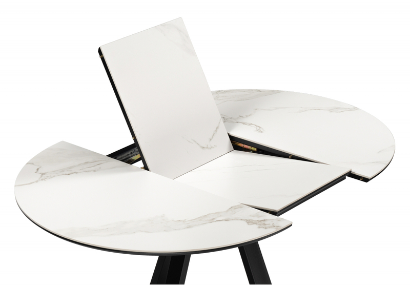 Керамический стол, Нельсон 100(140)х100х76 alpine white / черный