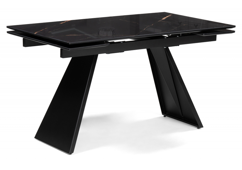 Стол стеклянный, Хорсборо 140(200)х80х79 обсидиан / черный