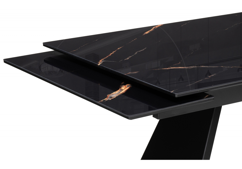 Стол стеклянный, Хорсборо 140(200)х80х79 обсидиан / черный