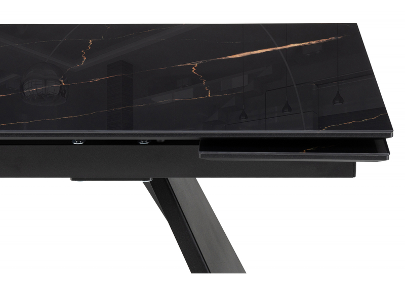 Стол стеклянный, Хорсборо 140(200)х80х79 обсидиан / черный