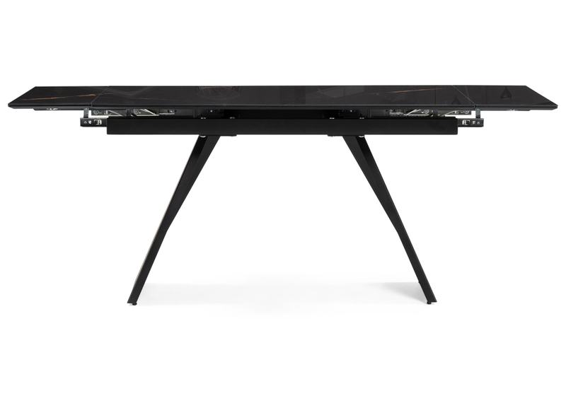 Стол стеклянный, Хорсборо 140(200)х80х79 обсидиан / черный