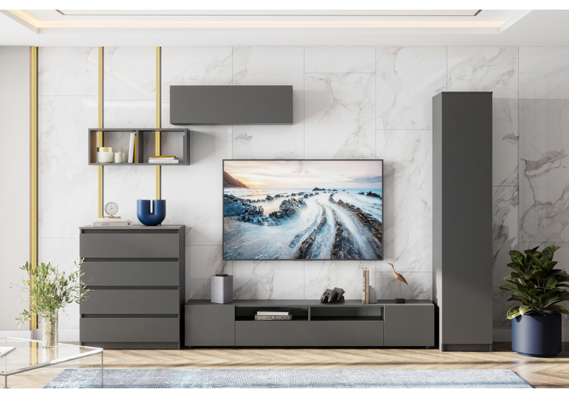 Комод, Сибити 4 ящика графит серый