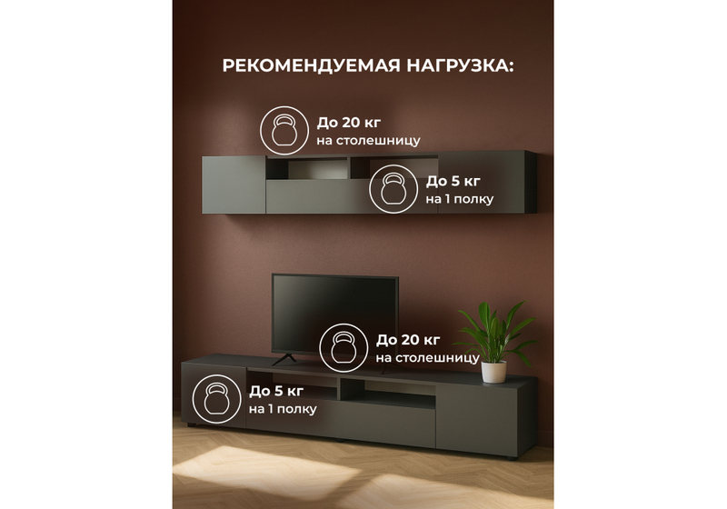 ТВ-тумба, Сибити графит серый