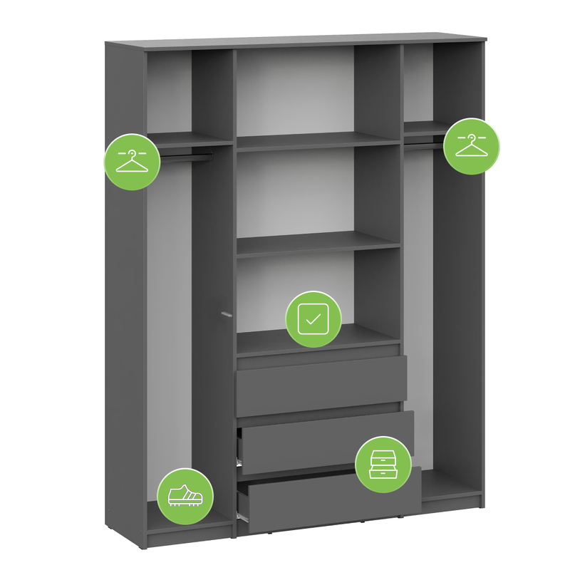 Шкаф, Сибити четырехстворчатый графит серый