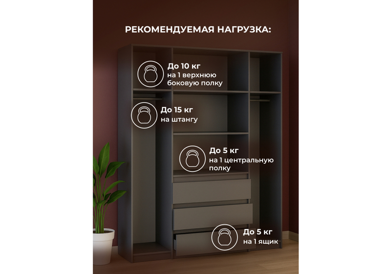 Шкаф, Сибити четырехстворчатый графит серый