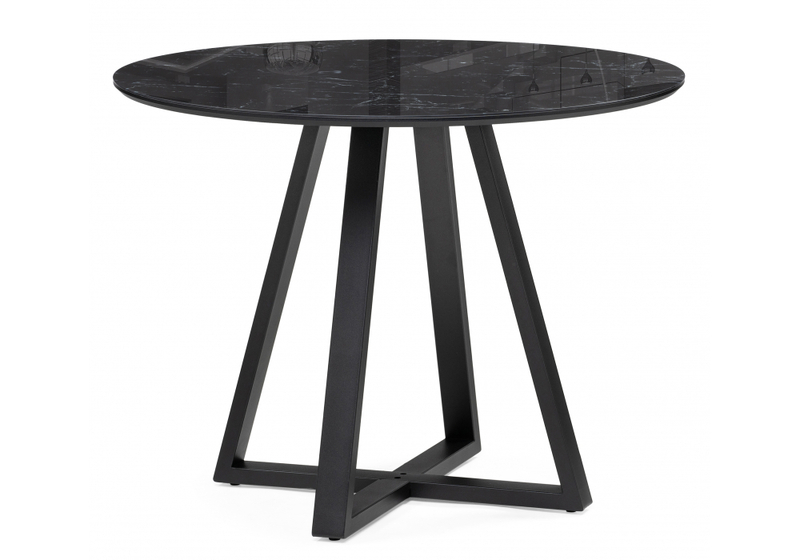 Стол стеклянный, Норфолк 100 черный мрамор / черный