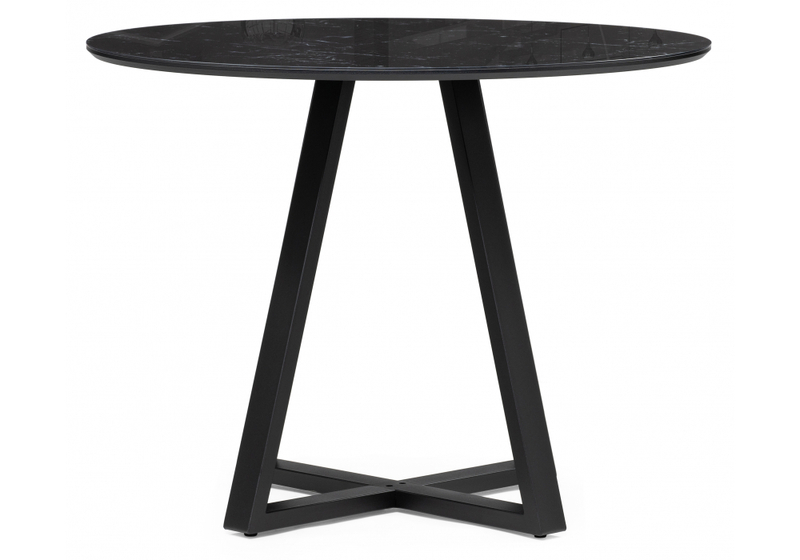 Стол стеклянный, Норфолк 100 черный мрамор / черный