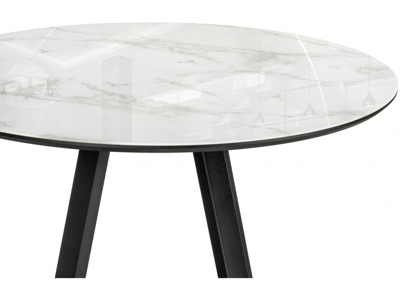 Стол стеклянный, Норфолк 100 белый мрамор / черный