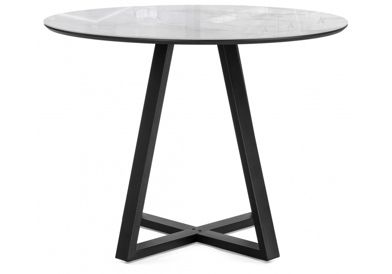 Стол стеклянный, Норфолк 100 белый мрамор / черный