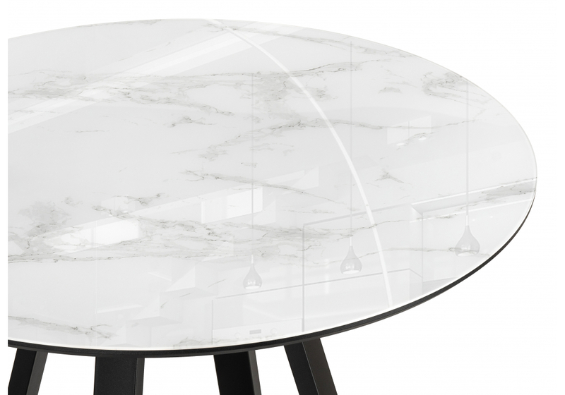Стол стеклянный, Норфолк 100 белый мрамор / черный