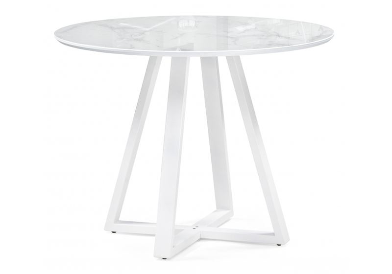 Стол стеклянный, Норфолк 100 белый мрамор / белый