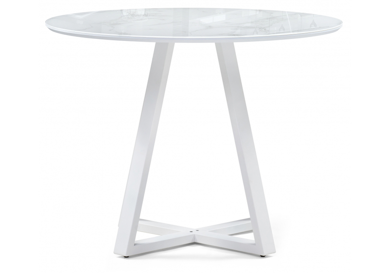Стол стеклянный, Норфолк 100 белый мрамор / белый