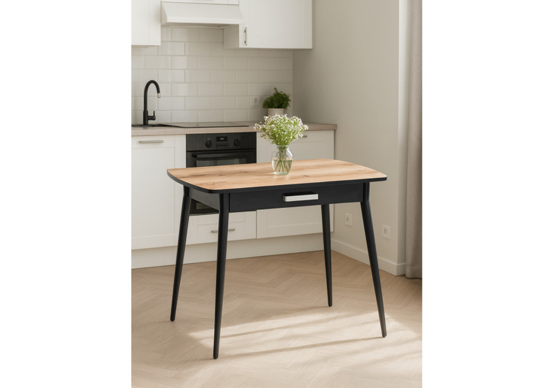 Стол деревянный, Вики 90х60х77 делано / черный