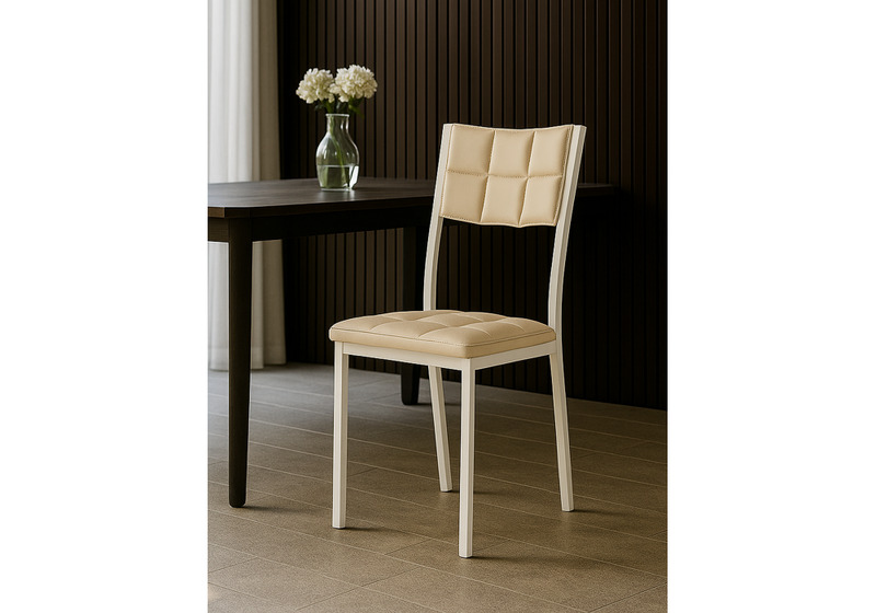 Стул на металлокаркасе, Бекал кожзам d1 / белый