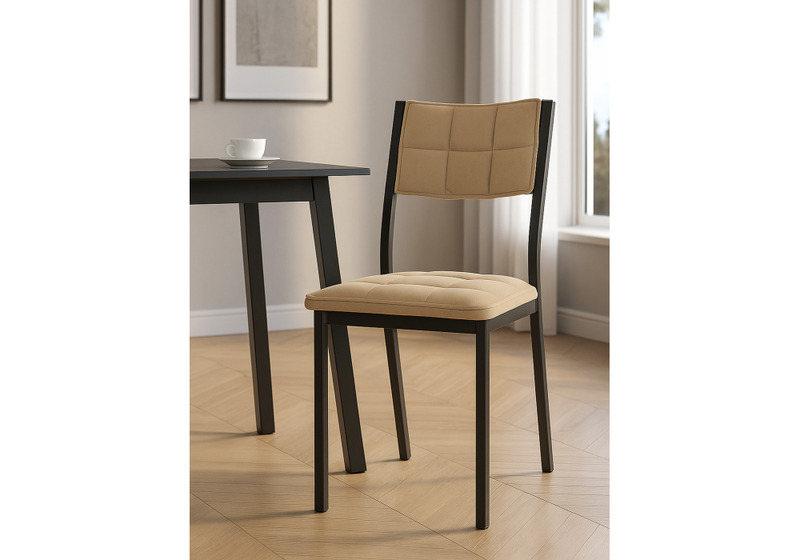 Стул на металлокаркасе, Бекал латте / черный матовый