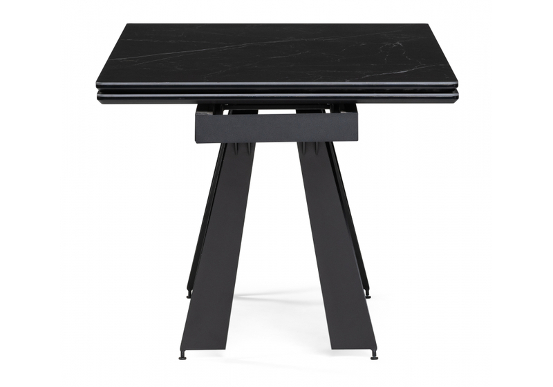 Стол стеклянный, Марвин 160(220)х90х76 черный мрамор / черный