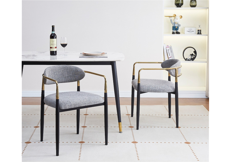 Стул на металлокаркасе, Lord gray / black / gold