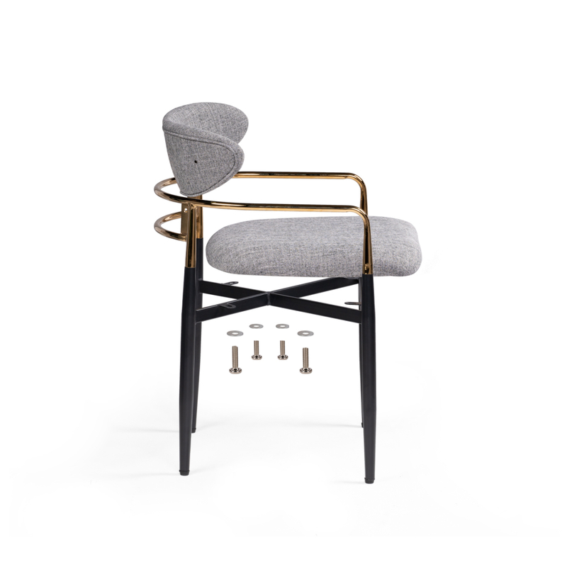 Стул на металлокаркасе, Lord gray / black / gold