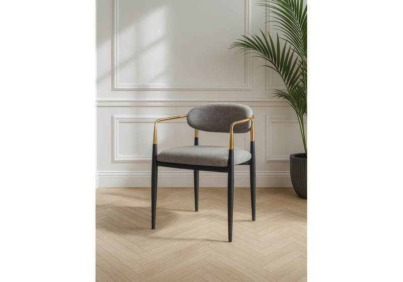 Стул на металлокаркасе, Lord gray / black / gold