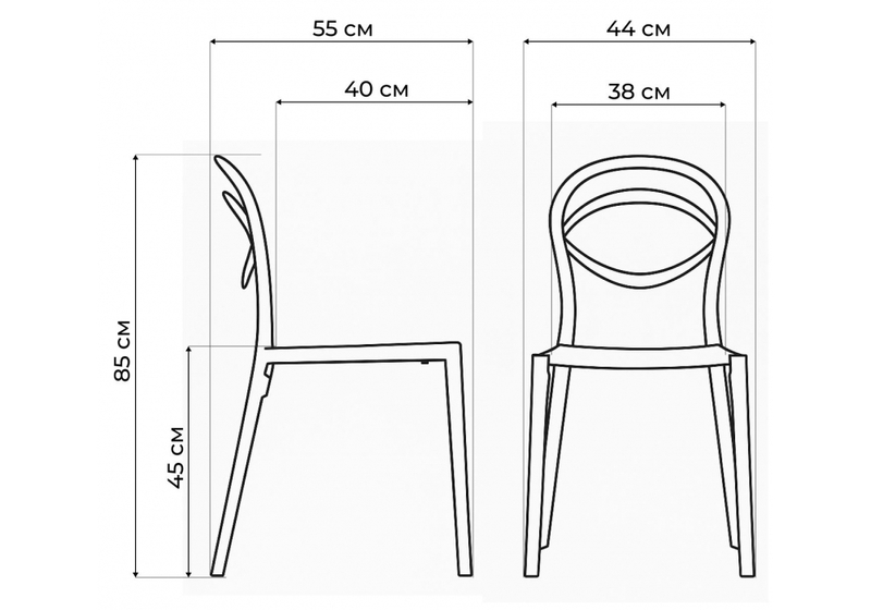 Пластиковый стул, Simple gray