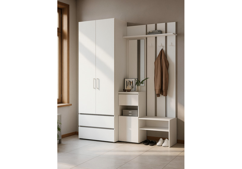 Прихожая, Валенсия комплектация 1 белый текстурный
