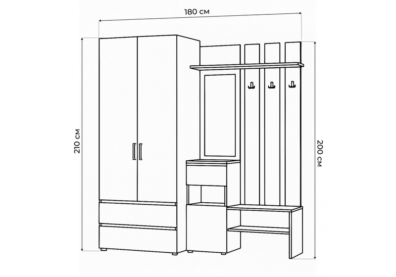Прихожая, Валенсия комплектация 1 белый текстурный