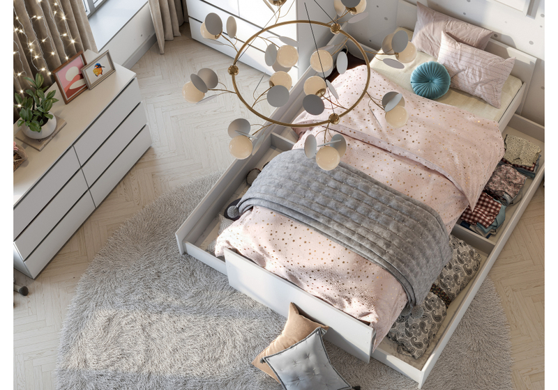 Кровать, Валенсия белый текстурный